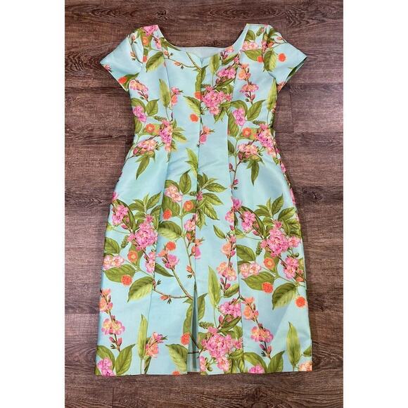 Talbots Botanical Flowers Cap Sleeve Sheath Cocktail Dress Women’s 2 - Picture 9 of 10